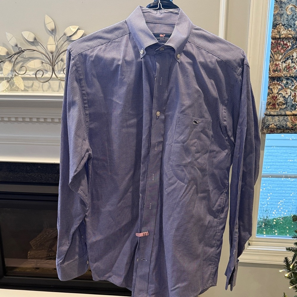 Vineyard Vines Navy Checkered Button Down Shirt